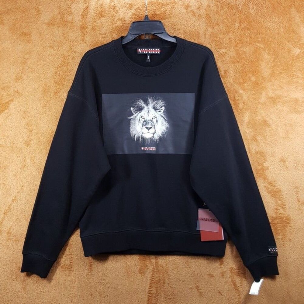 VAYDER Sweatshirt Mens Small Black Pullover Crew Lion Luxury Premium MULLER $310